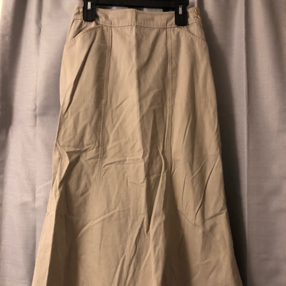 Khaki maxi A-line skirt
